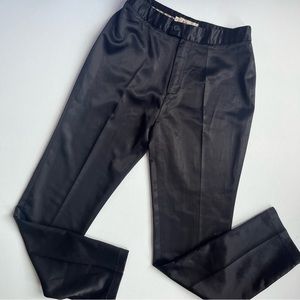 High Waisted Black Satin Trouser Pants
